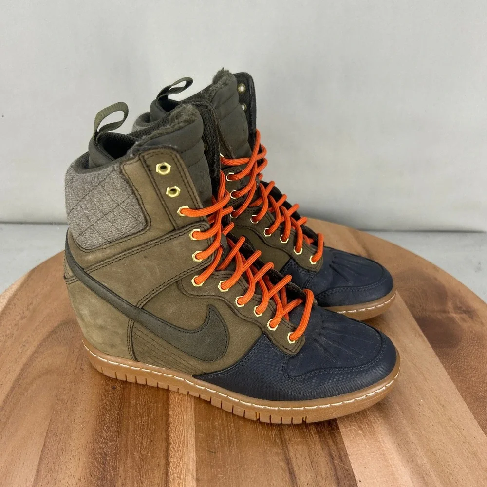 Nike Dunk Sky Hi Sneakerboot Dark Loden Olive Green Orange 684954-300 Womens 6